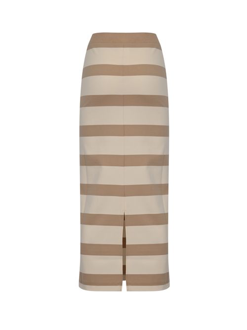 Gonna longuette MMLRIVIERA in maglia di viscosa a righe Avorio Beige MM Max Mara | 2616771017600003